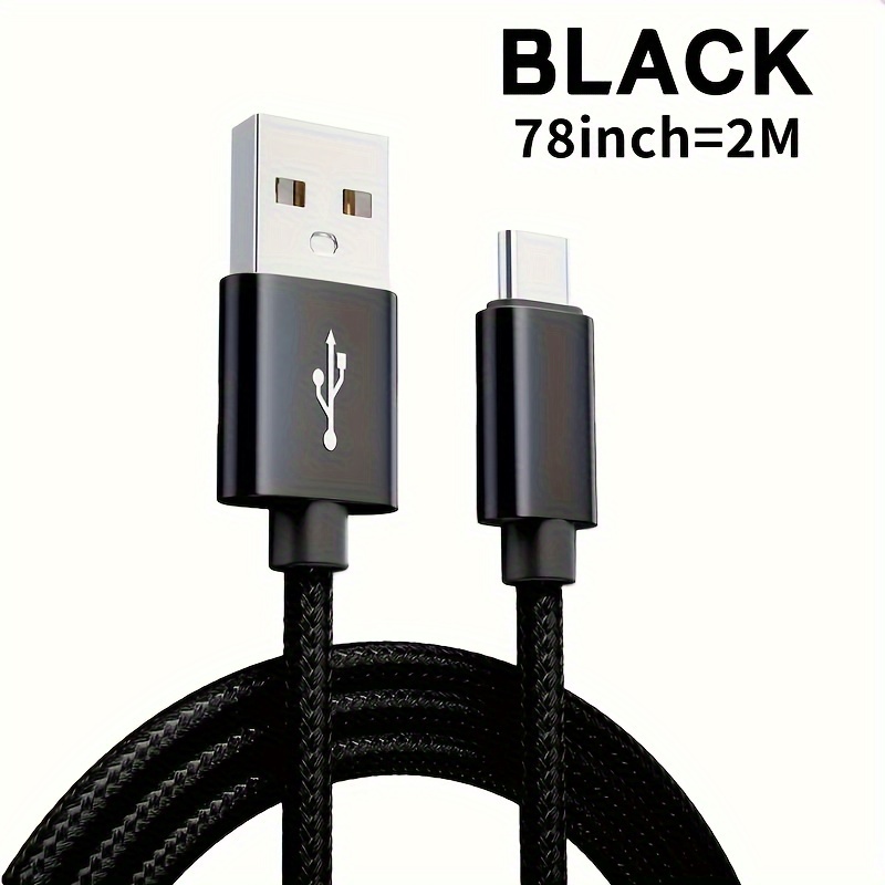 1m 2m 3m USB C Cable Black 2M78inch66FT